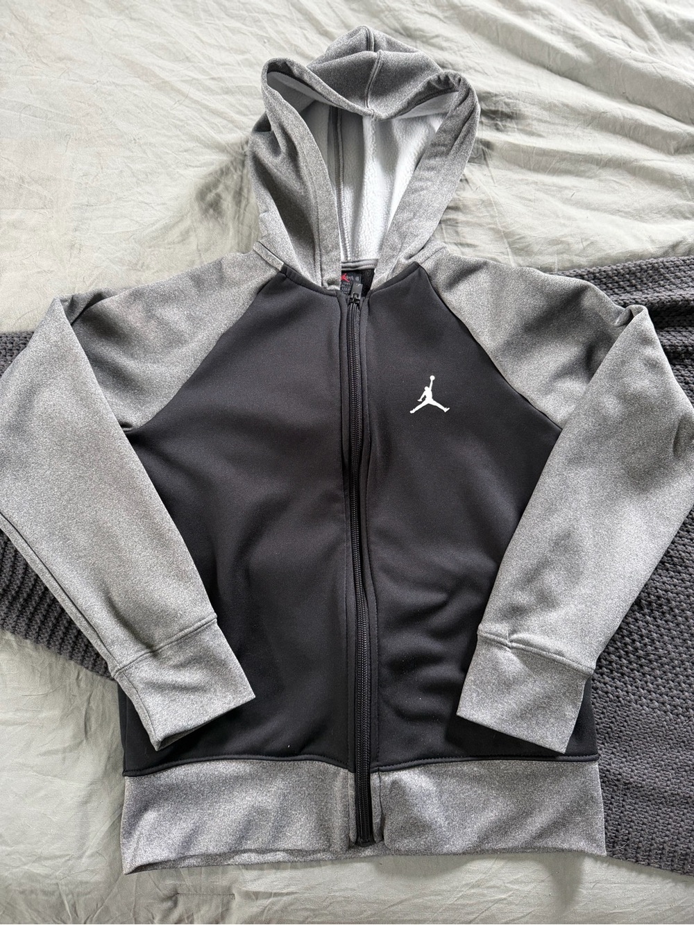 Jordan Boys' Black & Gray Full-Zip Hooded Jacket